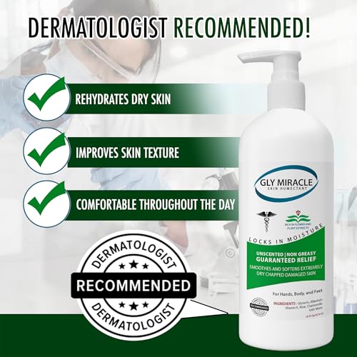 GLY MIRACLE Moisturizing Body Cream Lotion, 16 ounce - Non-Greasy Skin Humectant for Extremely Dry Skin, Hands, Body, and Feet, Fragrance-Free with Pure Glycerin for Nourishing Hydration.
