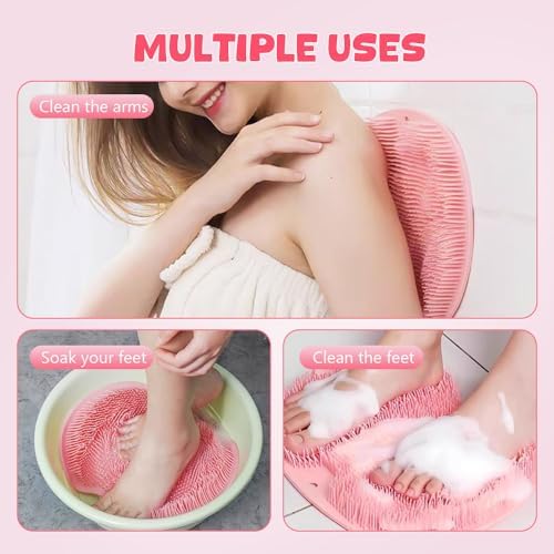 Shower Foot Back Scrubber Massage Pad, 2025 New Shower Foot Mat Non-Slip Suction Cups Foot Back Cleaning Pad for Massage and Scrubbing for Shower (Green)