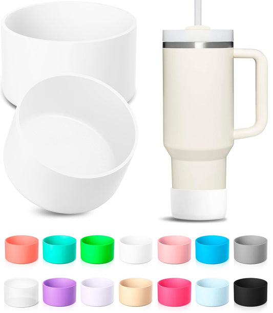 KTKUDY 2Pcs Silicone Boot for Stanley Quencher Tumbler H2.0 30 oz 40 oz & IceFlow 20 oz 30 oz & intended for Hydro Flask Water Bottle 12-24 oz - Protective Cup Bottom Accessories Fits Stanley Cup