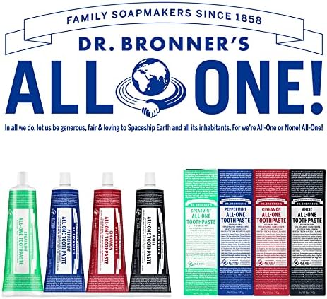 Dr. Bronner’s - All-One Toothpaste Variety Pack - Peppermint & Spearmint, 70% Organic Ingredients, Fluoride-Free, Helps Freshen Breath, Vegan (5oz, 4-Pack)