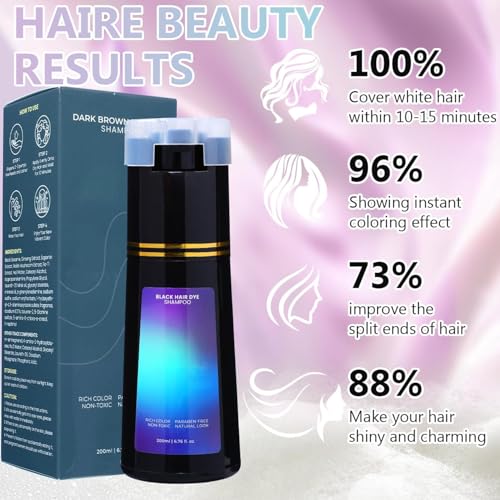 Polar Hair Dye Shampoo, Hair Care Instant Dye Shampoo, Polar Hair Care, Natural Hairs Color Shampoos for Gray Hair Coverage, Suitable for Women & Men (Black)