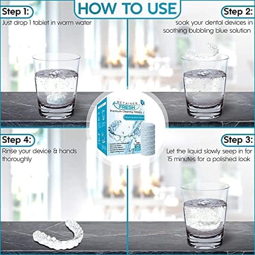 Retainer Cleaner Tablets - 120 Tablets 4 Month Retainer Fresh - Retainer Cleaning Tablets, Mouth Guard Cleaner, Denture Cleaner, Aligner Cleaner, Brite Retainer Tablets