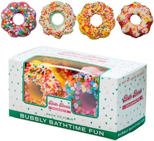 Donut Bath Bomb Gift Set (4 Piece) - Moisturizing, Fun Shaped Bath Bombs | Gift for Birthdays, Valentine's, Easter, Christmas, Mother's Day and More