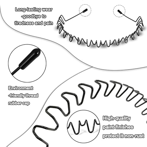 Metal Headbands for Men Fashion Head Band for Women, Wavy Headband Perfect for Outdoor Sports and Daily Use (10 Pack)