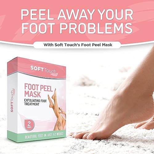 Dermora Soft Touch Foot Peel Mask - Pack of 2 Feet Peeling Masks for Dry, Cracked Heels & Calluses - Exfoliating Foot Mask Peel for Baby Soft Skin (Original)