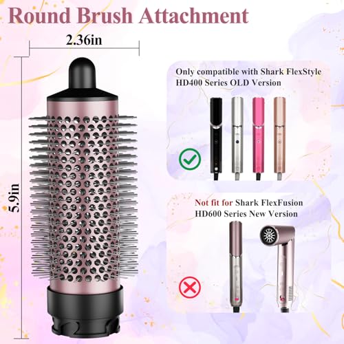 Round Volumizing Brush for Shark FlexStyle Attachment, Normal Round Brush Compatible with FlexStyle HD400 Series, Fine Limp Flat Hair Volumizer Attachment Tool for Daily Styling