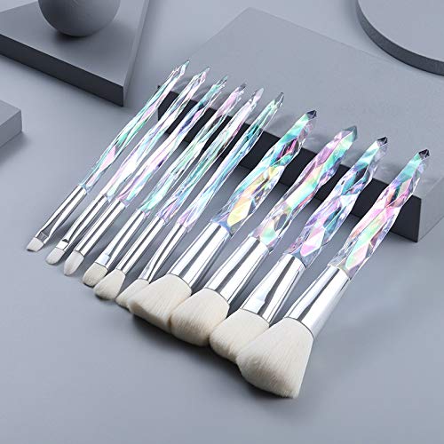 Kingtree Makeup Brush Set 10PCS Crystal Makeup Brushes, Premium Synthetic Foundation Powder Concealers Eye Shadows Blush Make Up Brushes, Professional Face Eye Makeup Brush Kit for Girls Women