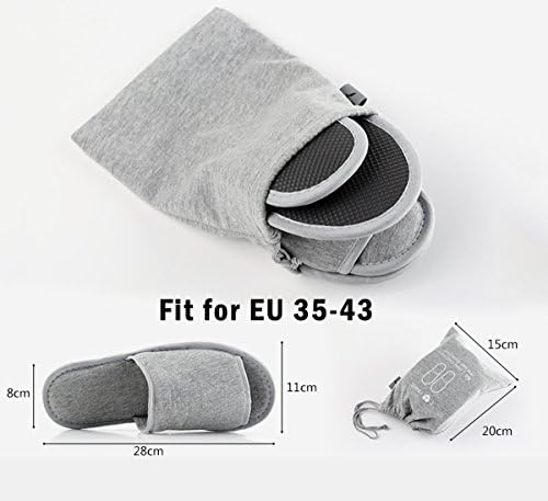 Foldable Portable Slippers Washable Open Toe Towelling Slippers with Storage Bag for Spa Travel Hotel/Home Guest 34-43
