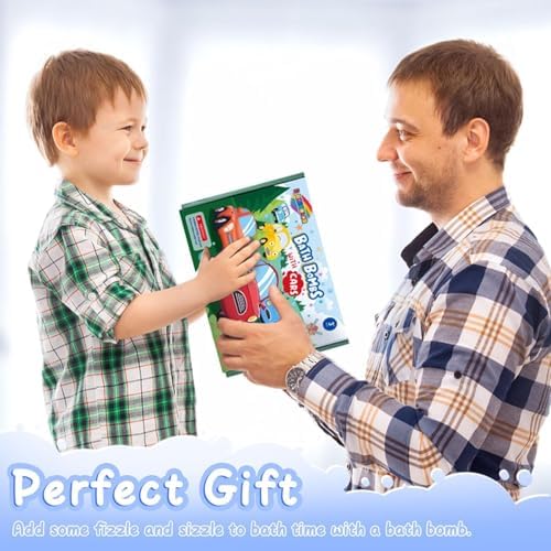 Bath Bombs for Kids with Surprise Car Toys, 6 Pack Kids Bath Bombs for Boys Pull-Back Cars Natural Rich Foam Color Bubble Set Birthday Christmas Gift for Toddlers