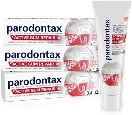 Parodontax Active Gum Repair Whitening Toothpaste for Bleeding Gums - 3x3.4 oz Tube