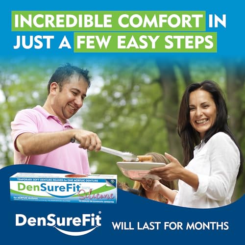 DenSureFit Upper Denture Reline Kit, Soft Silicone Denture Reliner Repair and Care Combo Kit with Extra Comfort Liner, Refit and Tighten for a Secure, Comfortable Fit