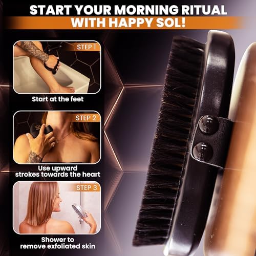 Copper Body Brush - Dry Brushing Body Brush with Ion Charged Copper Bristles, Glowing Skin, Lymphatic Drainage and Blood Circulation Improvement