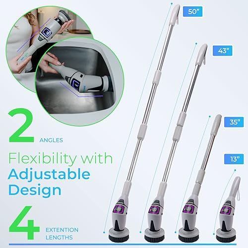 SpinWiz 2025 Model 10 in 1 Electric Spin Scrubber with 10 Replaceable Brushes | Spin Brush for Cleaning | Upgraded Battery | Electric Scrubber | Shower Scrubber with Long Handle