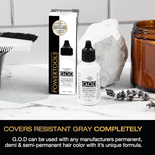 POWERTOOLS Gray Oxidizing Drops - Covers Resistant Gray Hair, Adds Depth and Shine to Any Hair Color (1 Fl Oz, Liquid, Gray, Gray)