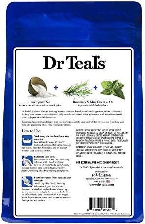Dr Teal's Epsom Salt Bath Combo Pack (6 lbs Total), Soothe & Sleep with Lavender, and Wellness Therapy with Rosemary and Mint