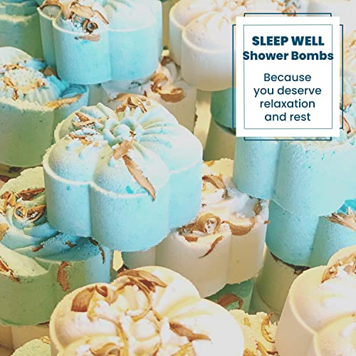 SLEEP WELL EXTRA STRENGTH Shower Bombs w/Lavender, Neroli – Sleep Support Essential Oil Blend Aromatherapy Shower Steamers | Relaxing Mother’s Day Gift Idea (No Bomb Bag Added)