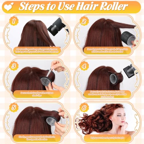6 Size Hair Rollers for Women, 62 Pcs Rollers Hair Curlers for Long Medium Short Hair, Large Medium Small Self Grip Hair Rollers with 36 Rollers 24 Stainless steel Clips 1 Storage Bag
