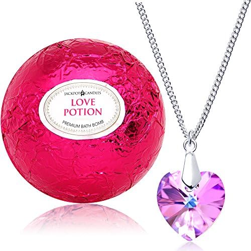 Love Potion Bath Bomb with Necklace Created with Crystal Extra Large 10 oz. Made in USA