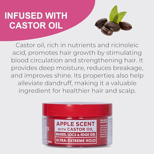 Esha Slick N Slay Braiding Gel – 3-in-1 Ultra Extreme Hold Hydrating Conditioning Shining Gel for Hair – Fast Dry Locking Gel for Locs, Twists, Braids (Apple, 17 Oz.)