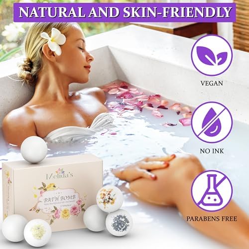 Pack Vegan Bath Bombs with Cocoa Butter & Avocado Oil - Aesthetic Appeal & Aroma, Perfect for Self-Care & Spa, Ideal Gift for Kids, Women and Moms, Pack of 6 (100 grs)