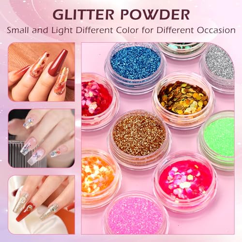 Practice Hand for Acrylic Nails, Fake Maniquin Training Hand for Nail Practice, 42 Colors Acrylic Powder Beginners Kit