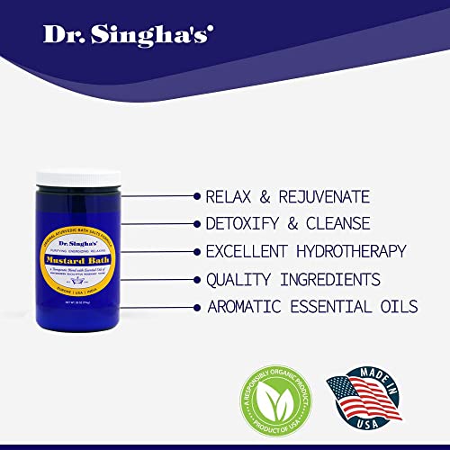Dr. Singha's Mustard Bath Salts - 28 oz Herbal Bath Soak with Essential Oils for a Relaxing and Rejuvenating Experience - Made in USA