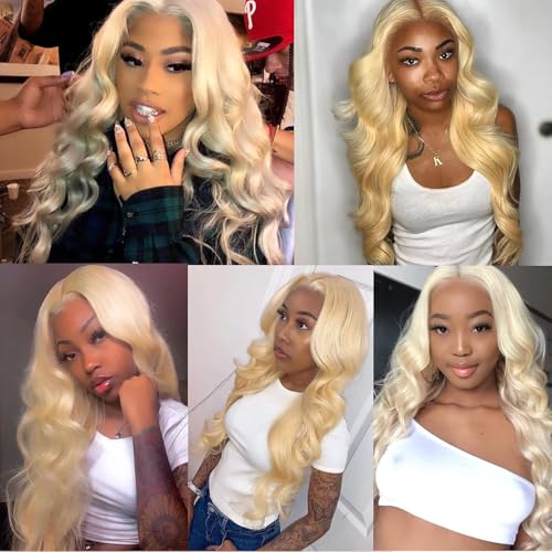 613 Lace Front Wigs Human Hair 13x1 Blonde Human Hair Wig 613 Blonde Wig Human Hair for Women Pre Plucked with Baby Hair Brazilian Blonde Body Wave Wigs 20inch