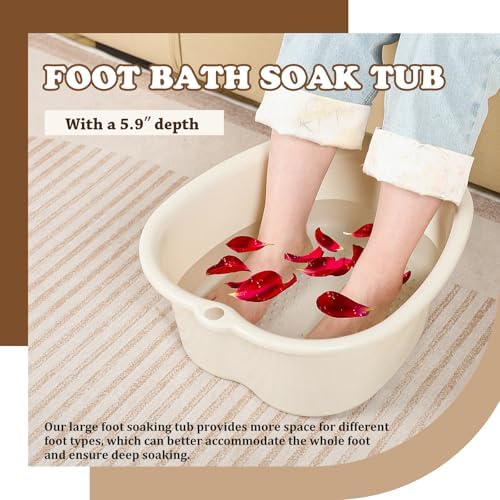 Foot Soaking Bath Basin, Soaking Tub, Large Basin, Feet Pedicure|Foot Massager, Ideal for Relaxation & Stress Relief - Perfect for Home & Spa Use (White)