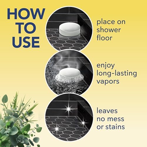 Sinucleanse Vapor Shower Steamers, All Natural Lemongrass, Eucalyptus & Mint Aromatherapy, 12 Extra Large Vapor Shower Tablets, Relaxation and Spa Gifts for Women and Men, Made in USA