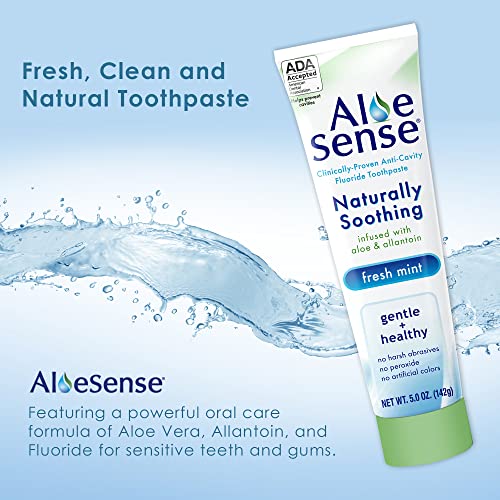 Naturally Soothing Toothpaste for Sensitive Teeth and Gum Care with Aloe Vera, Allantoin & Fresh Mint Flavor, Gentle & Natural, ADA Approved (5-oz, 2 Count)