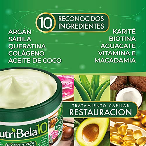 Nutribela Hair Mask for damaged dry hair treatment with Avocado Argan Collagen Coconut oil Keratin Aloe Vera Vitamin E Serum Shea Macadamia Deep Conditioner Curly Frizzy cabello maltratado 17Onz