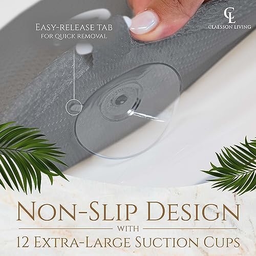 Full Body Bath Pillow (17'' x 49'') - Bathtub Cushion with Headrest Supports Neck, Back and Legs - Free Hanging Hooks for Fast Drying Over Tub - Includes Washing and Travel Bags - Gray