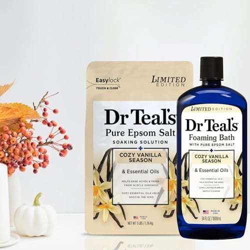 Dr Teal's Cozy Vanilla Season Comfort Pure Epsom Salt Soak and Cozy Vanilla Season Foaming Bath Duo Pack