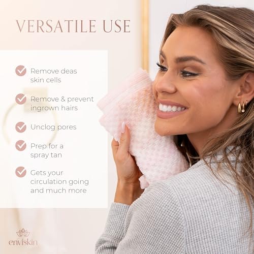 Dermaglow Exfoliating Towel-Dual Texture Washcloth for All Skin Types-Easy to Use Japanese Exfoliating Shower Towel for Women & Men- Body Scrubber Wash Cloth