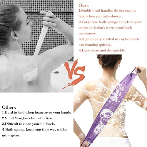 5 Pieces African Net Sponge with Handles Long African Exfoliating Net Washcloth Bath Sponge Net Cloth Wash Net Body Back Scrubber for Shower Loofah