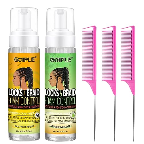 Goiple Hair Mousse for Braids, Twist, Locs - Braid Foam Control Mousse, No Flake, High Shine Style and Moisturizes, Lightweight Easy to Apply 16 fl oz (2pcs)