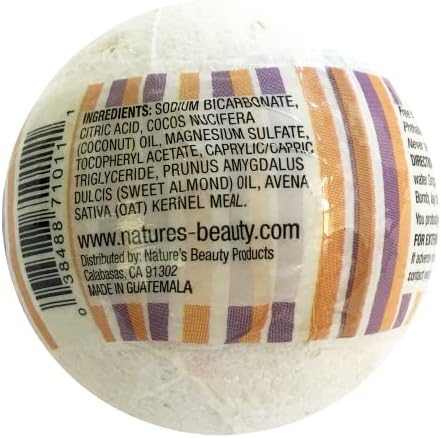 Nature's Beauty Oatmeal Fragrance-Free Bath Bomb Multi-Pack - Natural Hand Crafted, Non-Staining, Luxury Fizzy Spa Bomb, Sooth Dry + Itchy Skin Made w/Almond + Coconut Oil, 4.6 oz (4 Pack)