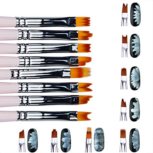 8 Pcs Nail Brush Pen Premium Upgrade Wood Handle, Gradient Painting Brush Set UV Gel Flower Drawing Pen Purple Wood Handle Manicure Nail Art Polish Pen Tool, Valentine's Day present (8 amazing nail brushes)