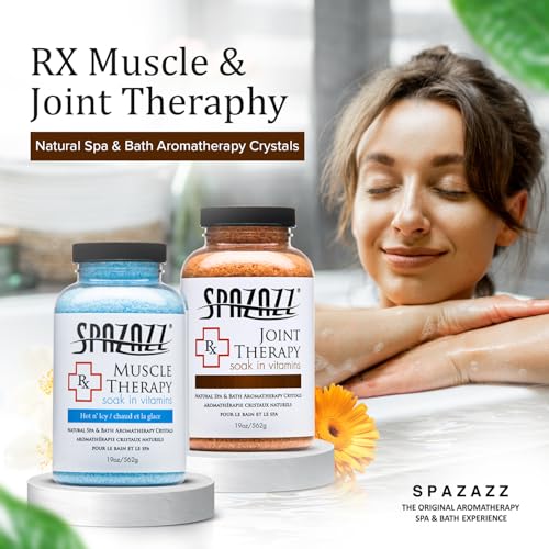 Spazazz Aromatherapy Spa and Bath Salts Crystals RX Therapy Collection 2 Pack Bundle- One 19 Oz Jar Each Spazazz Muscle Therapy and Joint Therapy- Dead Sea Bath Salt Crystals