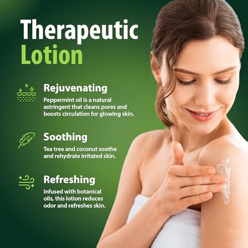 Foot Lotion with Tea Tree Essential Oil for Jock Itch, Athletes Foot, and Dry Cracked Feet Treatment - Athletes Foot Cream with Tea Tree Oil for Toenail - Foot Cream for Dry Cracked Heels