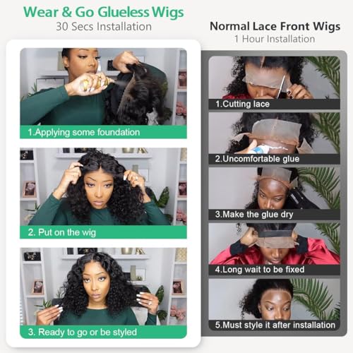 Pixie Cut Wig Human Hair 4X4 HD Lace Short Curly Wigs Wear and Go Glueless Wigs Pre Plucked Pre Cut Short Curly Glueless Bob Wigs Human Hair for Women 6 inch Natural Color