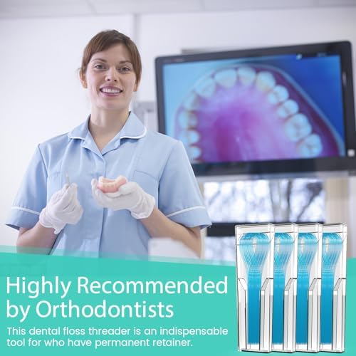 Floss Threaders, 400 Count Threaders for flossing, Dental Floss Threader for Braces, Bridges, Implants, Permanent Retainer (Pack of 4)