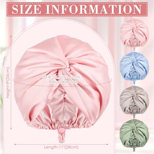 4 Pcs Silk Satin Bonnet for Sleeping Double Layer Hair Wrap Night Sleep Cap Turban for Women Gift Long Curly Straight Hair(Light Color)