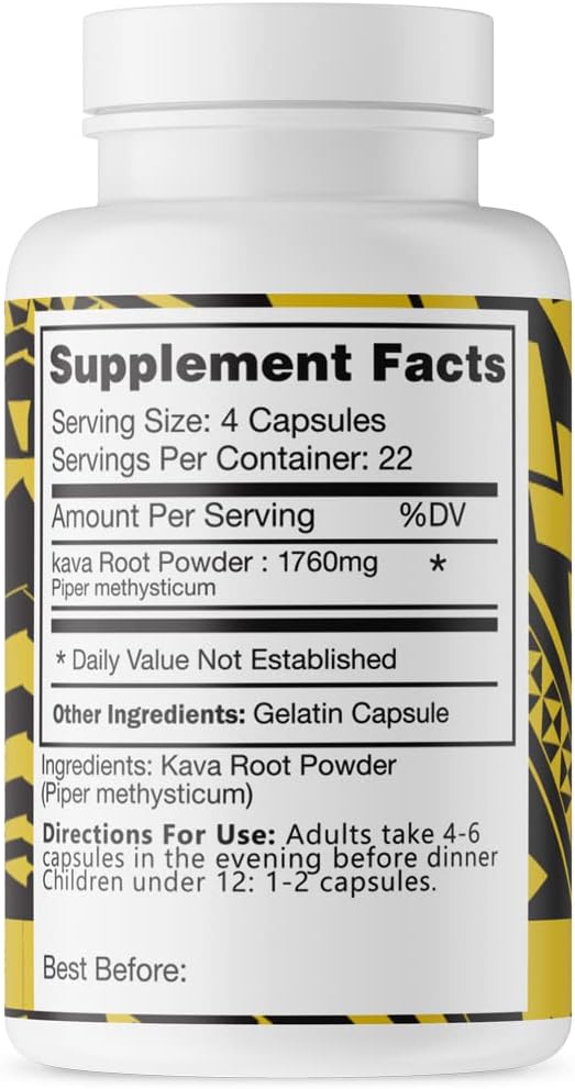 Pure Noble Kava Capsules Highest Grade Fijian Kava Kava Extract 1760mg Servings 100% Organic for Relaxation & Mood Support