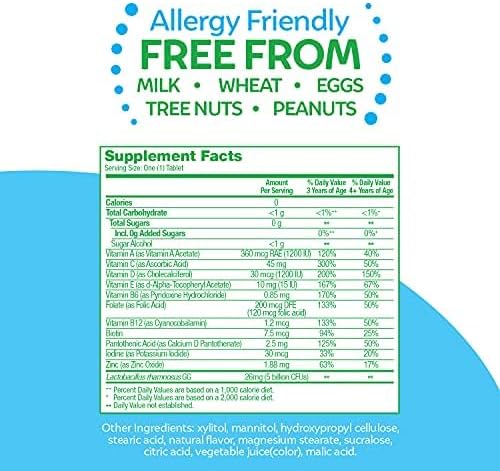 Culturelle Kids Probiotic + Complete Multivitamin Chewable For Kids, Ages 3+, 30 Count, Digestive Health, Oral Health & Immune Support - With 11 Vitamins & Minerals, including Vitamin C, D3 & Zinc