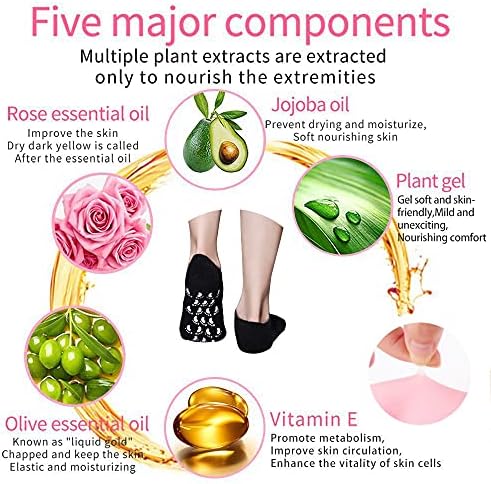 Gel Spa Moisturizing Gel Socks for Repairing and Softening Dry Cracked Feet Skins (Men Size(Black))