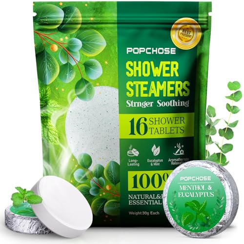 Shower Steamers Aromatherapy POPCHOSE 16 Pack Eucalyptus for Shower, Home SPA & Self Care Relaxation Shower Bombs, Birthday Gifts Stocking Stuffers for Adults Her Mom, Quick Relief Nasal Congestion