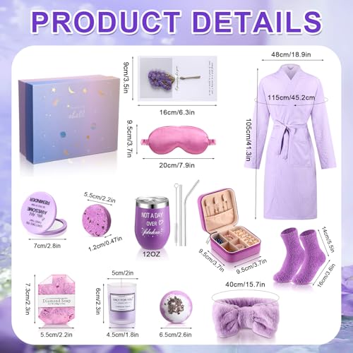Nuogo 13 Pcs Birthday Gifts for Women Mothers Day Gifts Spa Basket Set for Women Mirrors Socks Steamers Jewelry Case Bath Robe Mom nurse Girlfriend Wife