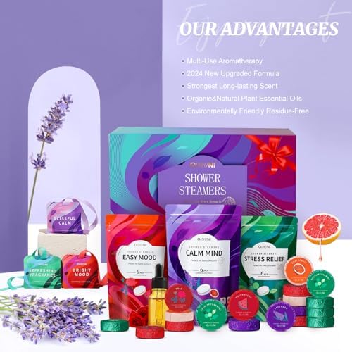 Shower Steamers Aromatherapy - 18 Pack Shower Bombs Natural Organic Essential Oils, Birthday Gifts for Women, Self Care Relaxation Gifts for Mom Wife Her Grandma Sister