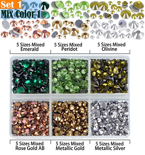 LPBeads 10000pcs Hotfix Rhinestones Flatback Glass Crystal 24 Mixed Color Rhinestone with Tweezers and Picking Pen for Crafts Clothes Nail Art